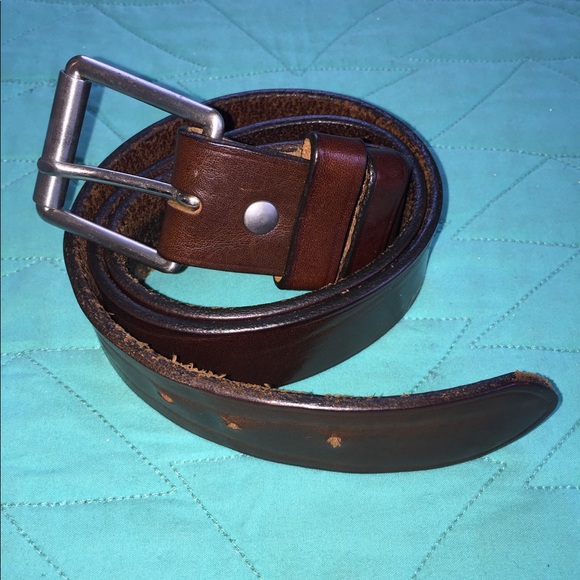 Brown Leather belt with silver buckle - Picture 1 of 1